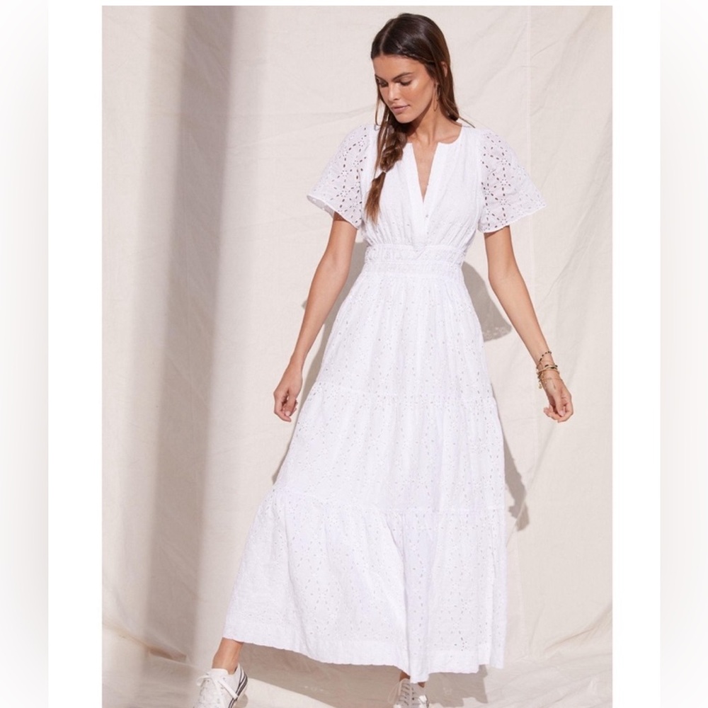 White battenburg dress from Anthropologie